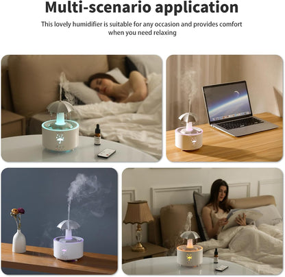 Humidifiers for Bedroom,Aromatherapy Essential Oils Diffuser | 7 Colors Breathing LED Light,Rotating Umbrella Rain Drops,12 hours of Continuous Mist, Ideal Holiday Gifts for Home Office