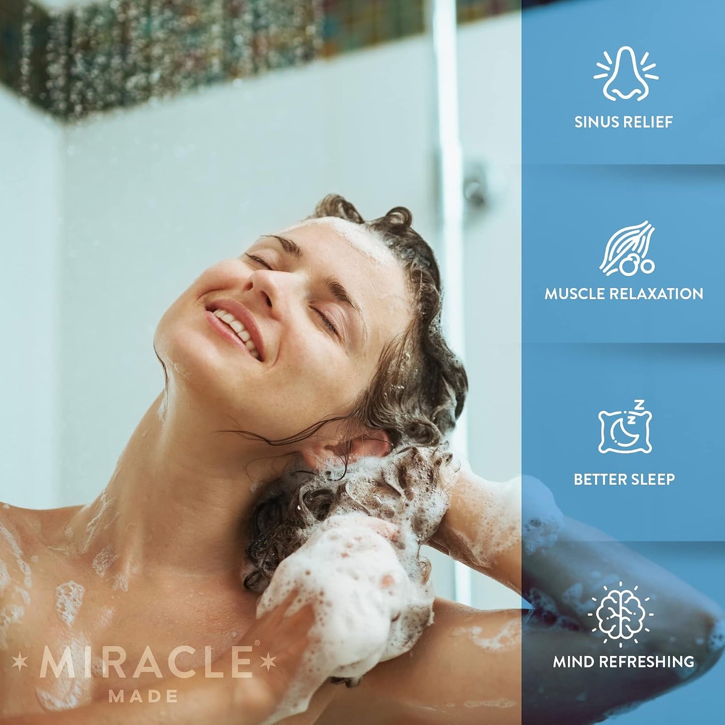 Miracle Made Lavender Aromatherapy Shower Steamers – Essential Oil Scented Shower Bombs for Relaxing, Calming Self-Care – 15 Shower Melt Tablets