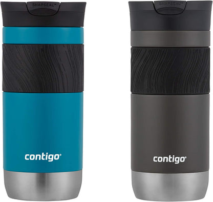 Contigo SNAPSEAL Insulated Stainless Steel Travel Mug with Grip 20oz. Blue Corn Transparent Satin & Midnight Berry