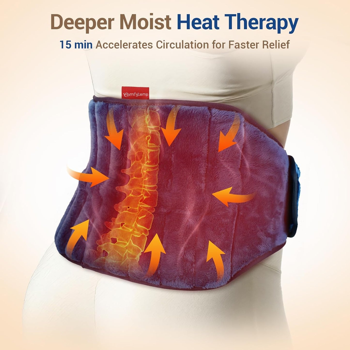 Comfytemp Microwave Moist Heating Pad for Back Pain Relief, Sciatica, FSA Eligible HSA, Microwavable Hot Therapy for Lower Lumbar, Period Cramps, Waist Warm Compress Women Men Gift, Fathers Day Dad