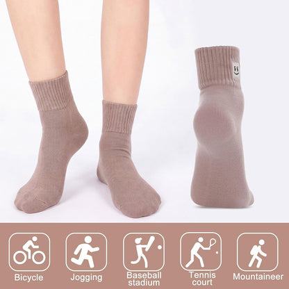 Eurzom 10 Pairs Socks Womens Crew Elastic Ankle Length Cotton Socks Aesthetic Cute Lightweight Low Cut Gifts for Women - Colors A