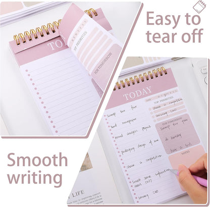 2 Packs To Do List Notepad, 104 Pages To Do List Notebook A5 Undated Daily Planner Notepad with Task Checklist Home Office School Supplies