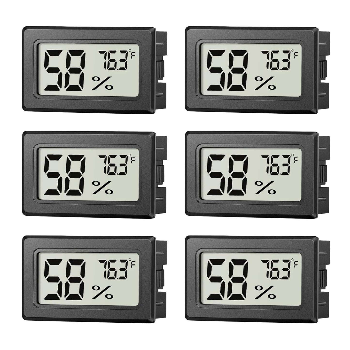 6 Pack Mini Hygrometer Indoor Humidity Meter, Small Digital Thermometer Humidity Gauge Meter, Indoor Thermometer Hygrometer Monitor Fahrenheit (℉) for Thermostat Reptile Tank, Mason Jars