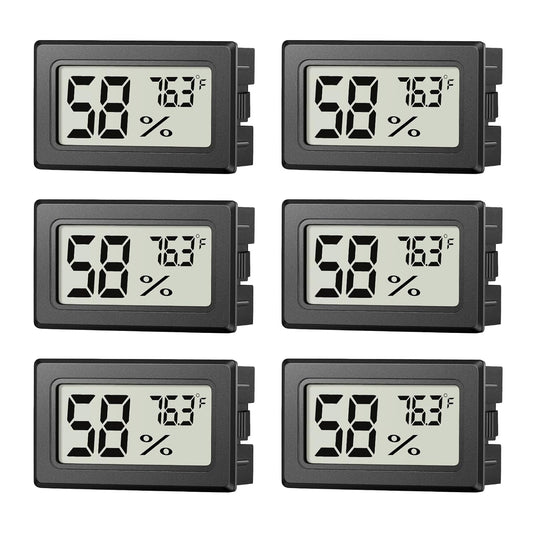 6 Pack Mini Hygrometer Indoor Humidity Meter, Small Digital Thermometer Humidity Gauge Meter, Indoor Thermometer Hygrometer Monitor Fahrenheit (℉) for Thermostat Reptile Tank, Mason Jars