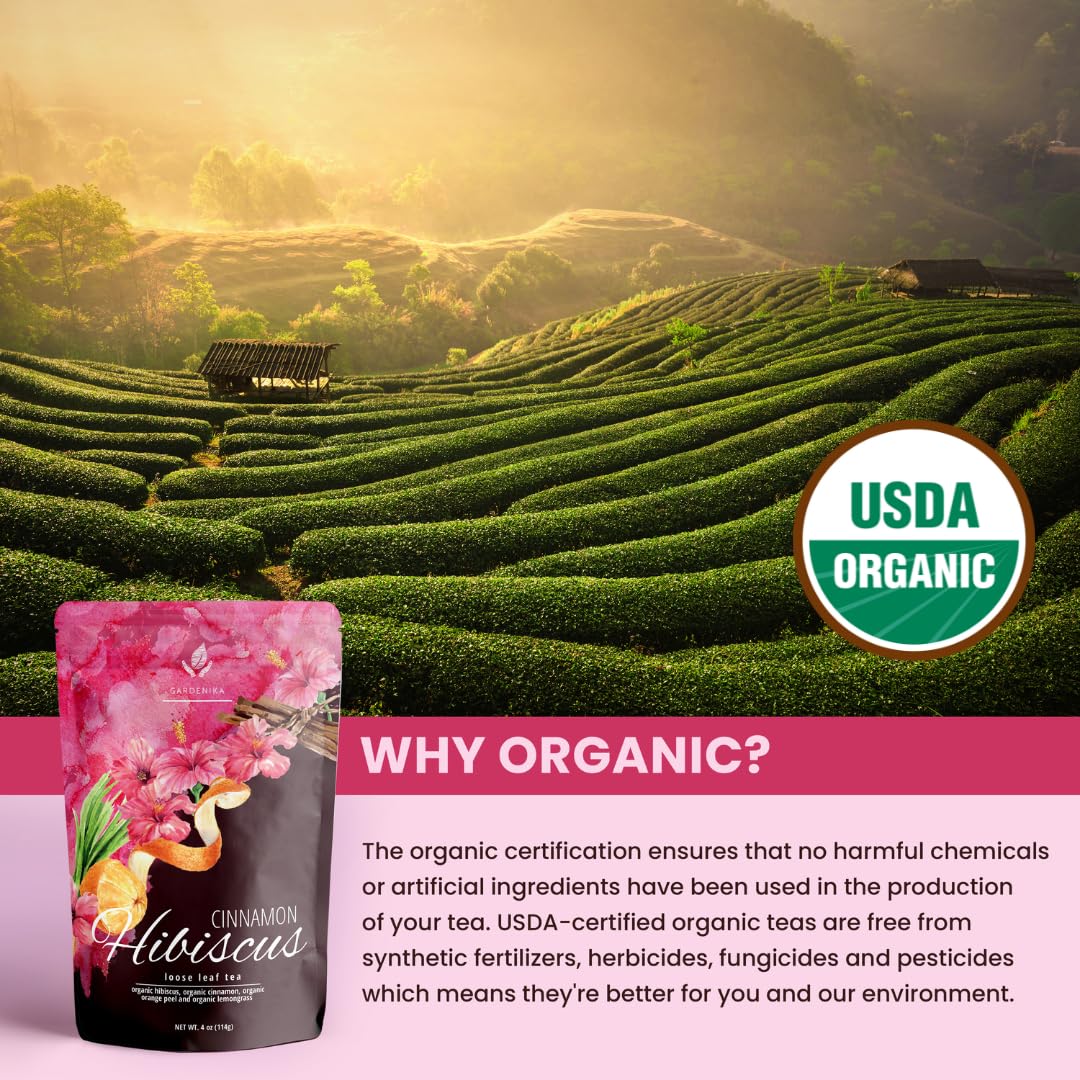 Gardenika Organic Loose Leaf Tea Sampler – 8 Pack, 1 LB – Herbal and Naturally Caffeine-Free Set - Ayurvedic Assortment Blend