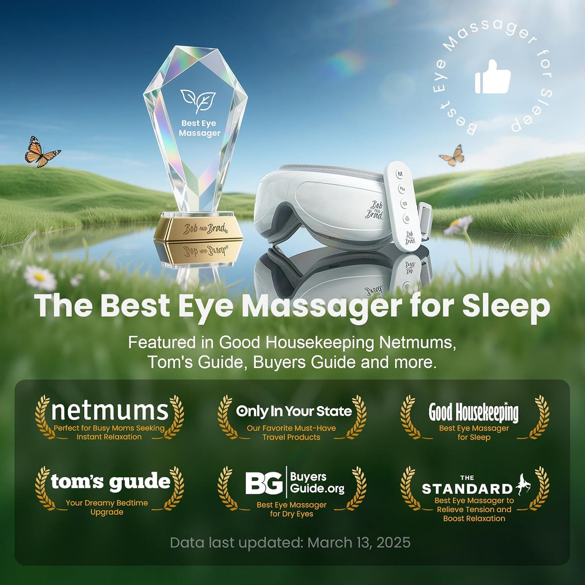 BOB AND BRAD Eye Massager with Heat and Cooling, FSA Eligible HSA Birthday Gifts for Women Men, Heated Eye Massager for Migraine, Heated Eye Mask for Dry Eye Head Tension and Stress Relief