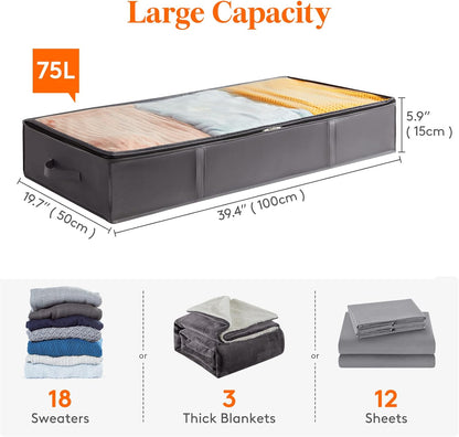 Lifewit 95L Under Bed Storage Container, Blanket Organizer, Gray