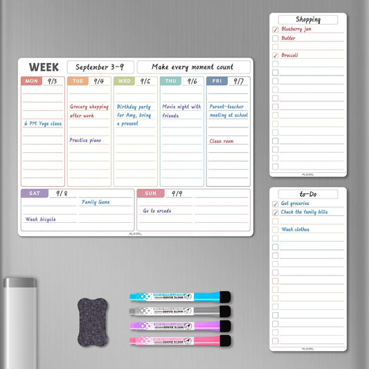 ALEZEL Magnetic Weekly Calendar Whiteboard for Fridge