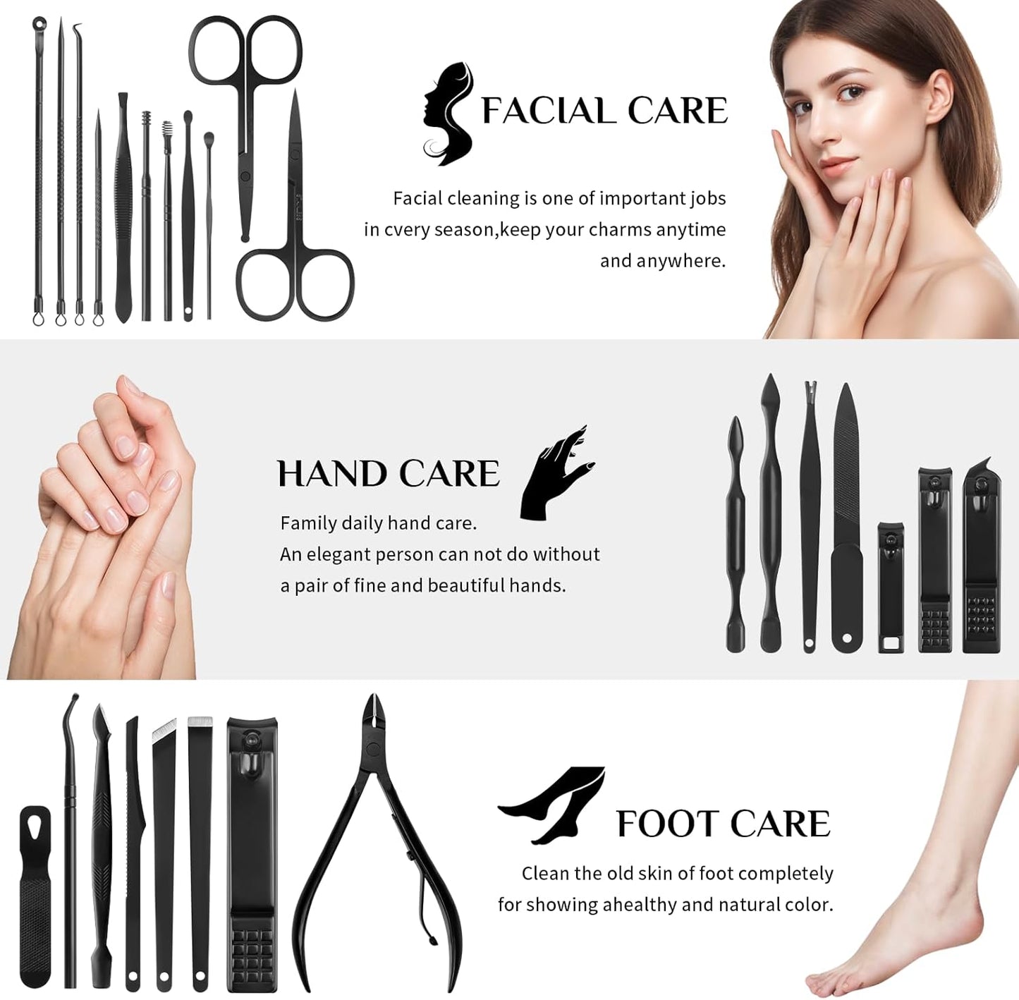 MINKINH Manicure Set Professional Nail Clipper Kit-26 Pieces Stainless Steel Manicure Kit,Nail Care Tools with Luxurious Travel Case (Brown)