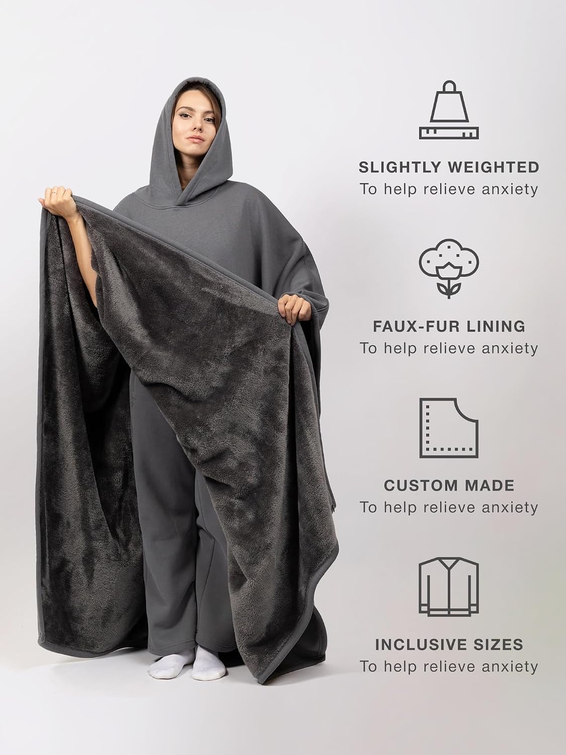FREE THE SHEEP Eden Hoodie – Oversized Weighted Hoodie Cloak with Ultra-Soft Faux Fur Liner