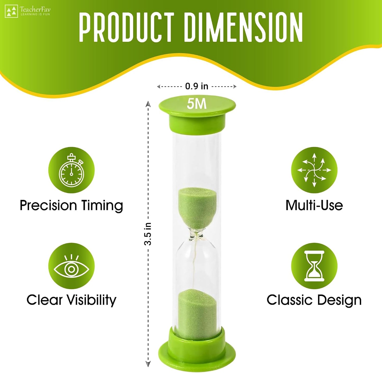 Sand Timer for Kids Set of 3 Small Colorful Hourglass Acrylic Covered Clock 1Min 2Min 5Min for Classroom, Home & Kids Room