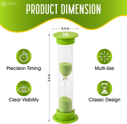 Sand Timer for Kids Set of 3 Small Colorful Hourglass Acrylic Covered Clock 1Min 2Min 5Min for Classroom, Home & Kids Room