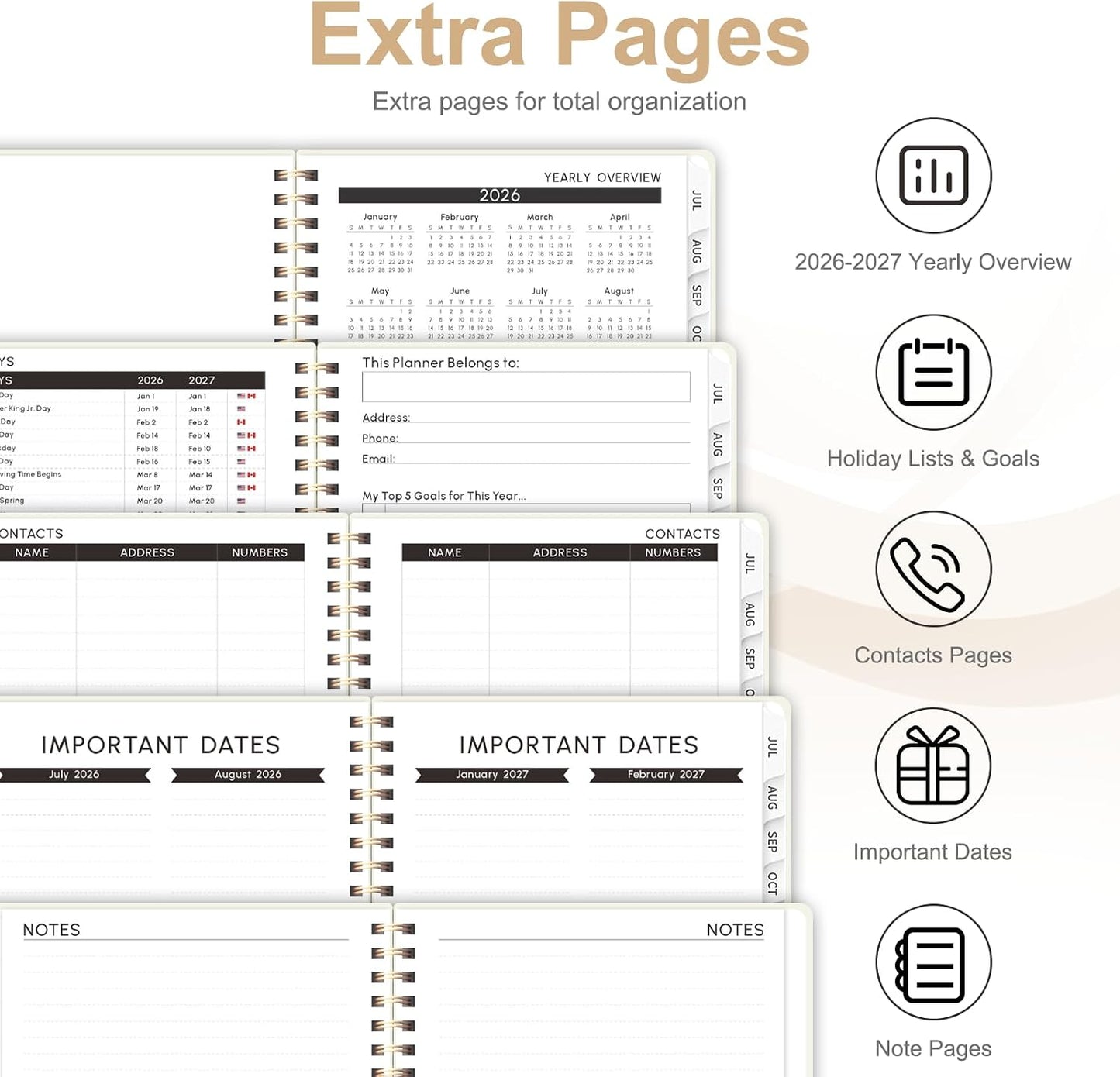 Planner 2026-2027, Weekly and Monthly Calendar Planner, JUL 2026 - JUN 2027 | Academic Year, Daily Agenda Book, A5(6.3'' x 8.5''), Sprial Bound, Inner Pocket, Office School Use