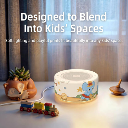 Kipcush White Noise Machine for Baby & Adults, 30 Soothing Sounds, Soft Non-Glare Nursery Lamp, 8 Color Night Lights, Memory Function (Angel V1 White, Standard)