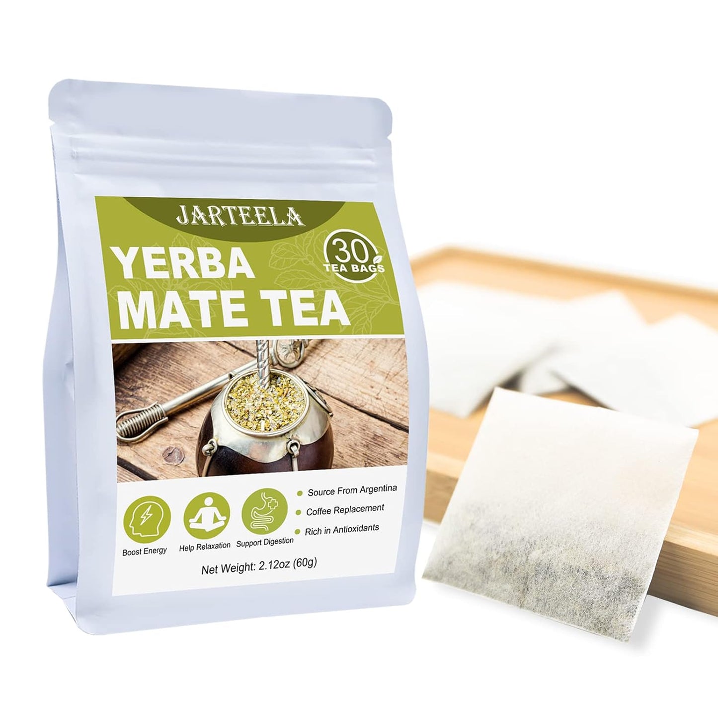 Jarteela Lemon Balm Tea, 1.5g x 60 Count - Natural Melissa Officinalis - Pyramid Herbal Lemon Balm Tea Bags for Digestion - Non-GMO - Caffeine-Free