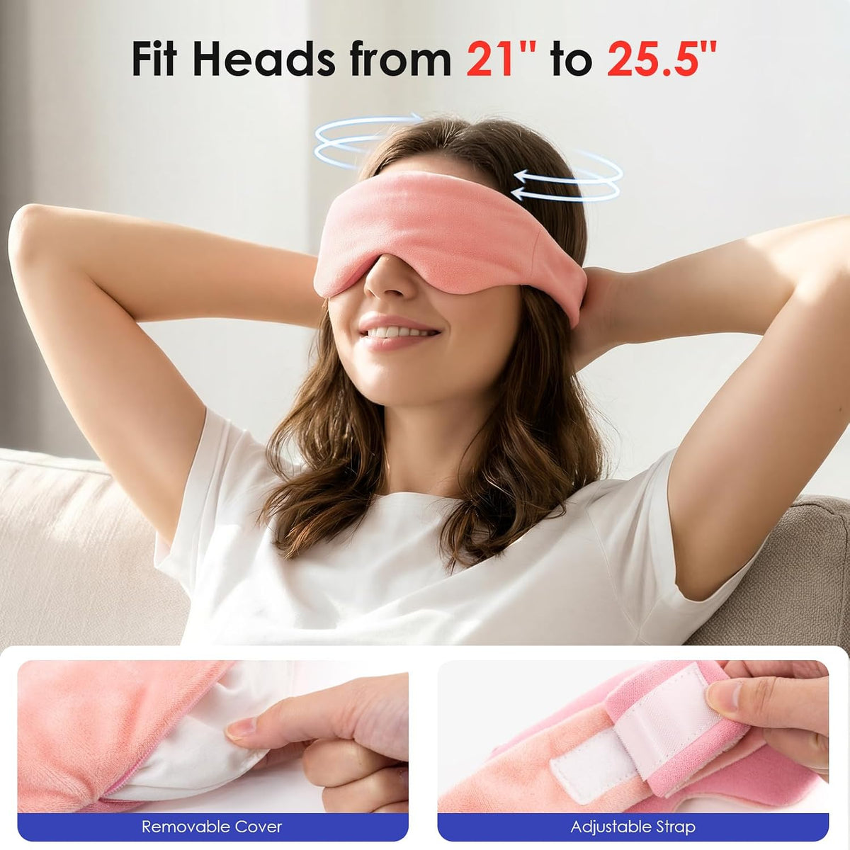 Akakios Heated Eye Mask for Dry Eyes, Microwavable Moist Heat Weighted Eye Masks Warm Compress for Dark Circles and Puffiness, Relief Stye Treatment, with Washable Cover(Pink)