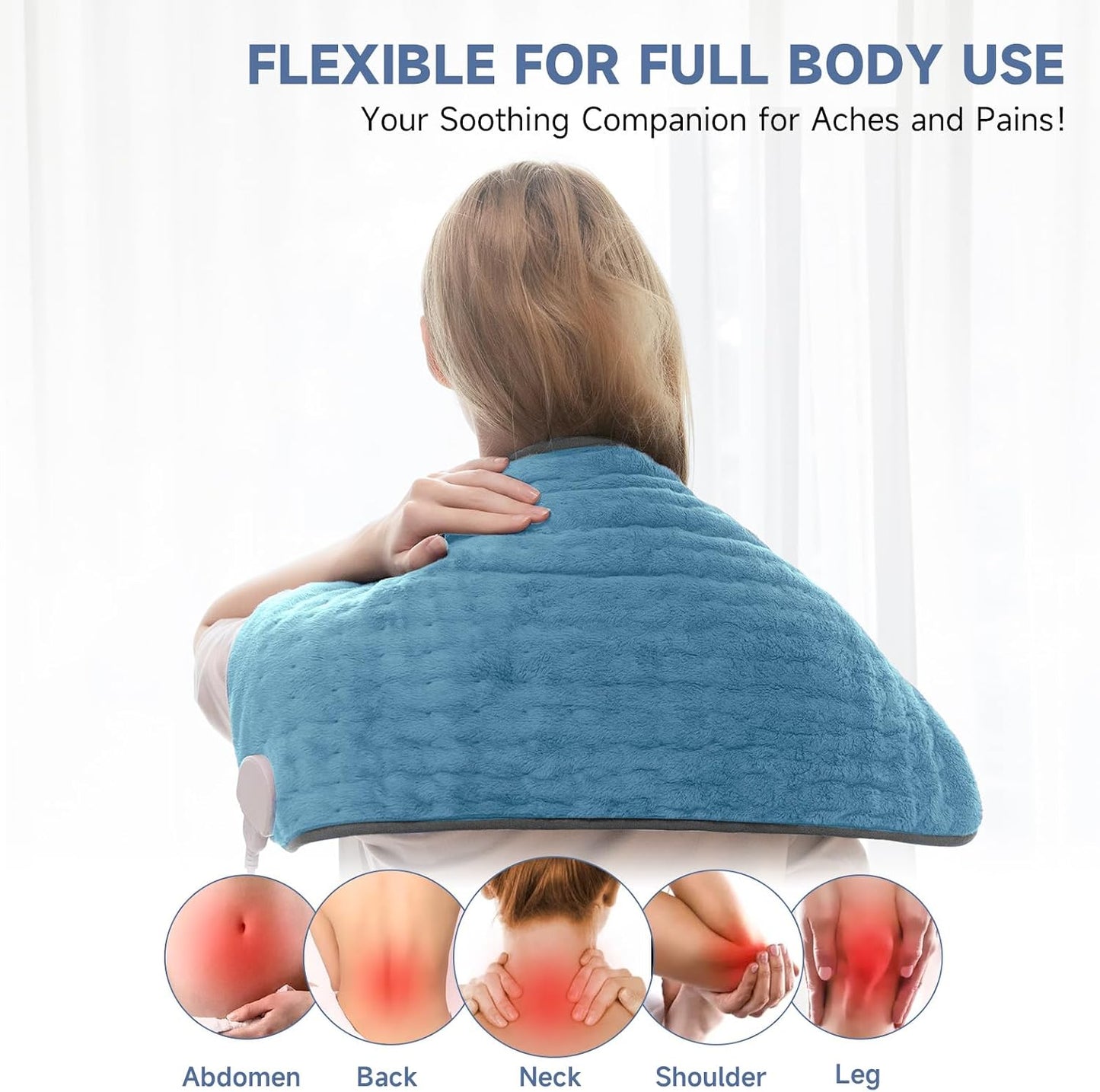 Heating Pad for Back, Neck, and Shoulder Pain Relief, Electric Heat Pad with 6 Heat Levels, Moist Heat Option, Auto Shut-Off, Birthday Christmas Gifts for Women Men Mom Dad Grandma, Gifts for her