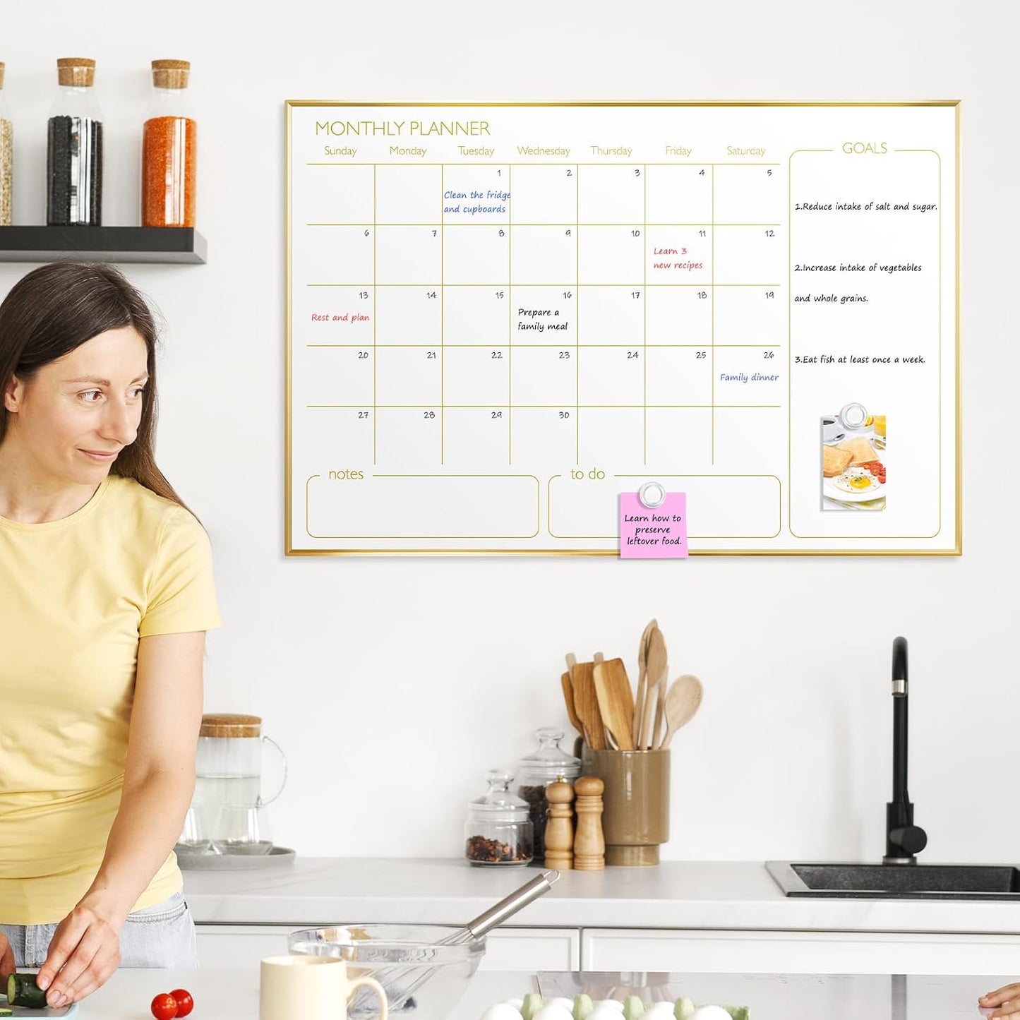 Dry Erase Calendar Whiteboard, 24''x18'', Monthly White Board Planner