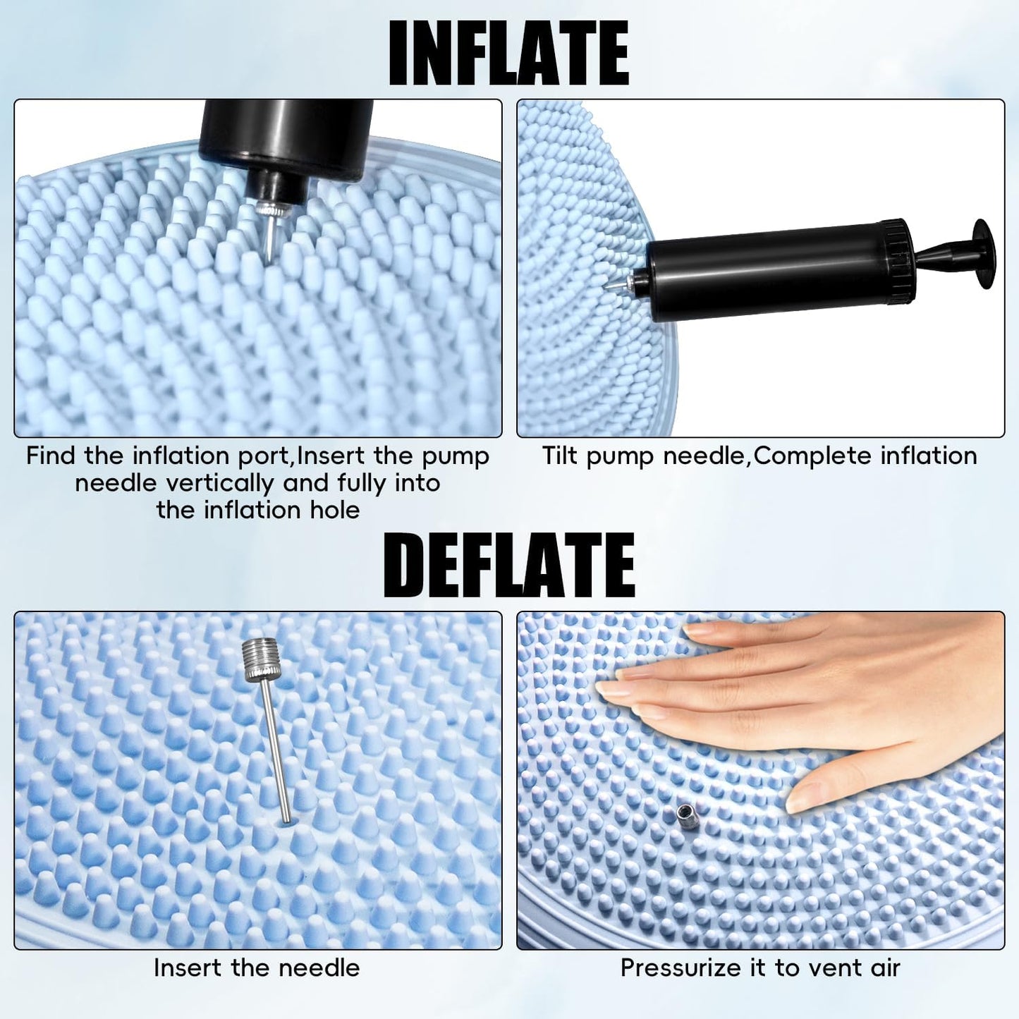 3 Pcs Inflated Wobble Cushion, Wiggle Seat & Balance Pad for Exercise, Home Yoga Balance Stability Training, Strengthen Core Muscles, Improve Posture, Balance Disc with Pump