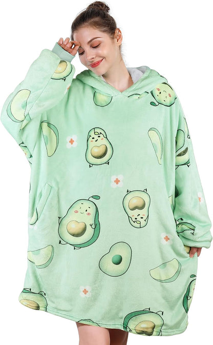 AmyHomie Wearable Blanket Hoodie for Adults & Teens,Oversized Sherpa Hooded Blanket,Warm Cozy Blanket Sweatshirt as Christmas Birthday Gifts for Women Men