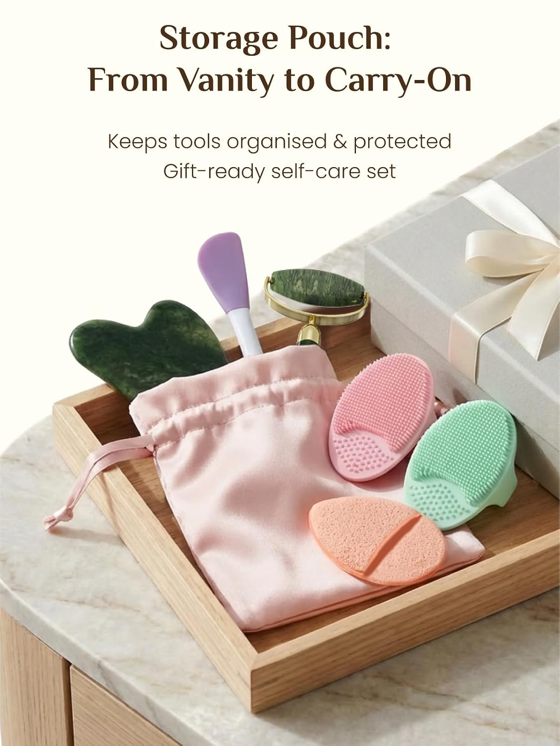 Rena Chris Gua Sha and Face Roller Set: Anti-Breakage Jade Roller for Long-Lasting Use, Jawline Sculpting and Puffiness Reducing, Gua Sha Facial Tools for Self Care Gift (Green)