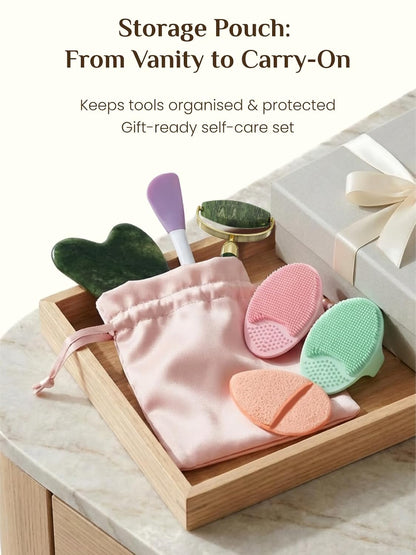 Rena Chris Gua Sha and Face Roller Set: Anti-Breakage Jade Roller for Long-Lasting Use, Jawline Sculpting and Puffiness Reducing, Gua Sha Facial Tools for Self Care Gift (Green)