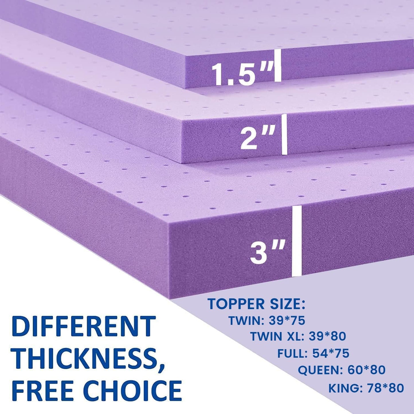 SINWEEK 2 Inch Gel Memory Foam Mattress Topper Ventilated Soft Pressure Relieve Mattress Pad, Breathable Bed Topper, CertiPUR-US Certified, Twin Size