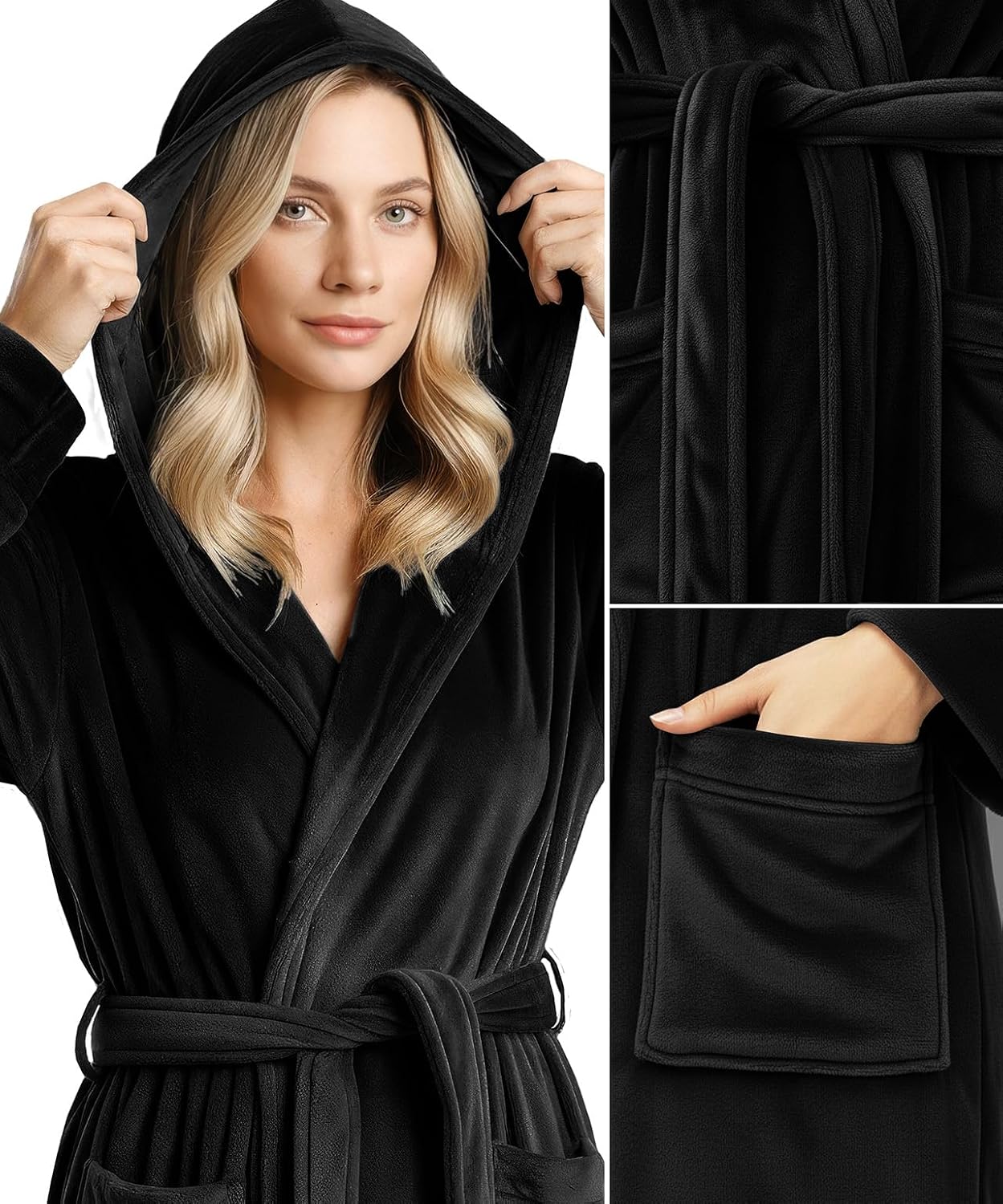 Premium Ultra Soft Robes for Women with Hood Plush Fleece Long Bathrobe