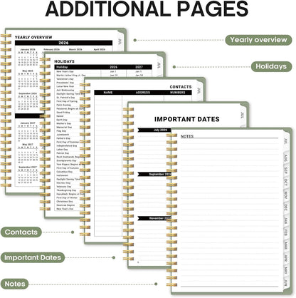 Planner 2026-2027, 8.5" x 11" Weekly and Monthly Academic Year Planner Calendar, July 2026 - June 2027, Hardcover Large School Planning Agenda With Tabs, Perfect for School & Office Supplies, A4, Green