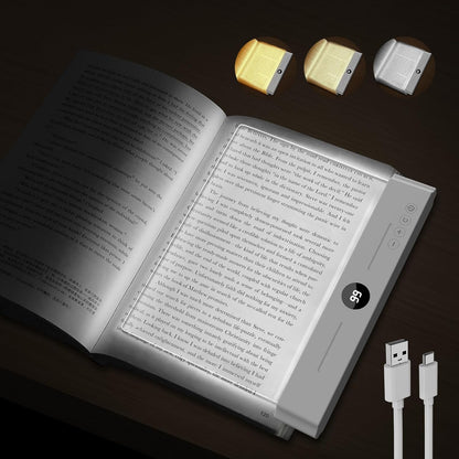 easuntec Book Light, Rechargeable Reading Light with Eye Protection - 3 Color Temps Timer Dimmable, Book Lights for Reading at Night, Flat Book Lights Gifts for Book Lovers Students Readers (Black)