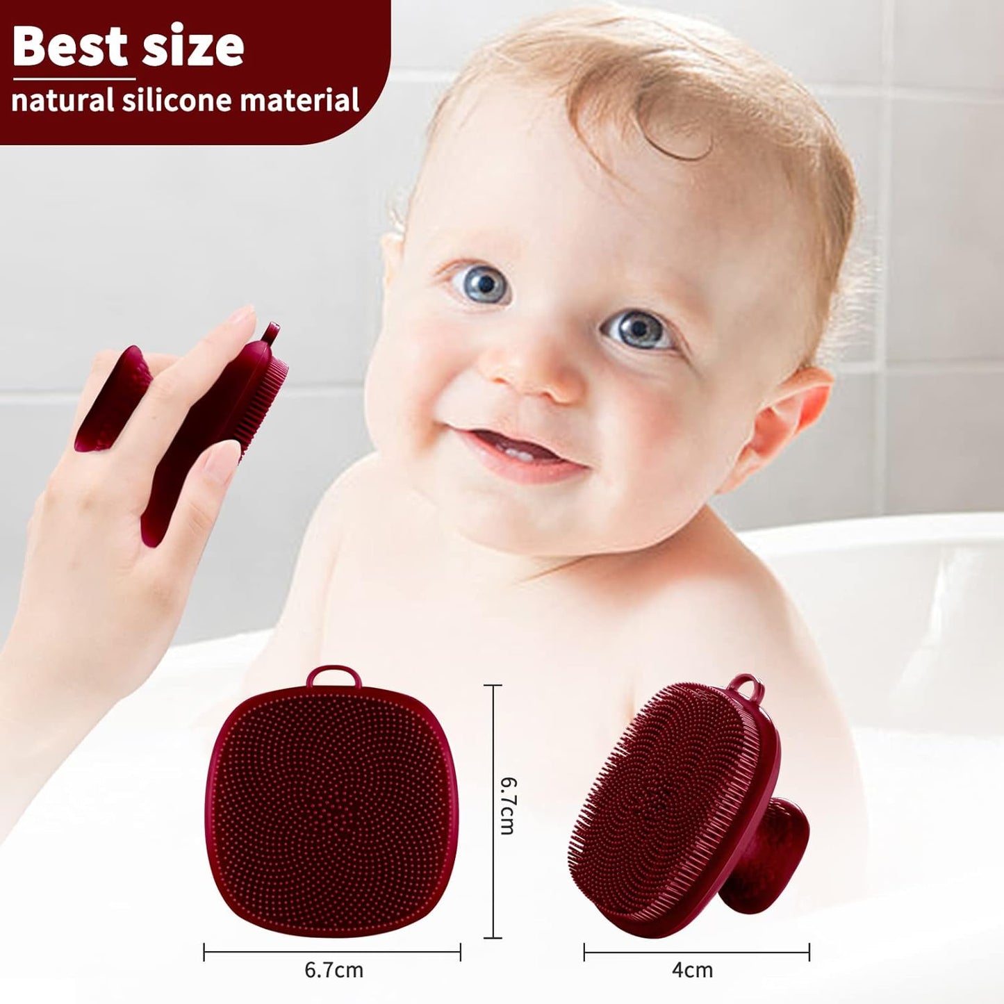 Back Scrubber for Shower & Face Scrubber, 2Pcs Silicone Exfoliating Brush Set with 17In Long Handle, Soft Body & Facial Cleansing Scrubber for Men Women