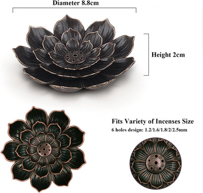 SLKIJDHFB Incense Burner - Lotus Stick Incense Holder 6 Incense Holes with Detachable Ash Catcher 2Pcs