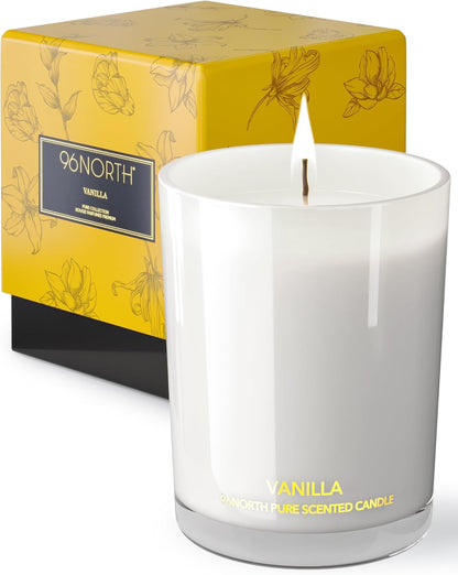 96NORTH Luxury Vanilla Soy Candles | Large 3 Wick Jar Candle | Up to 50 Hours Burning Time | 100% Natural Soy Wax | Relaxing Aromatherapy Aesthetic Candle | Housewarming Gift for Men and Women