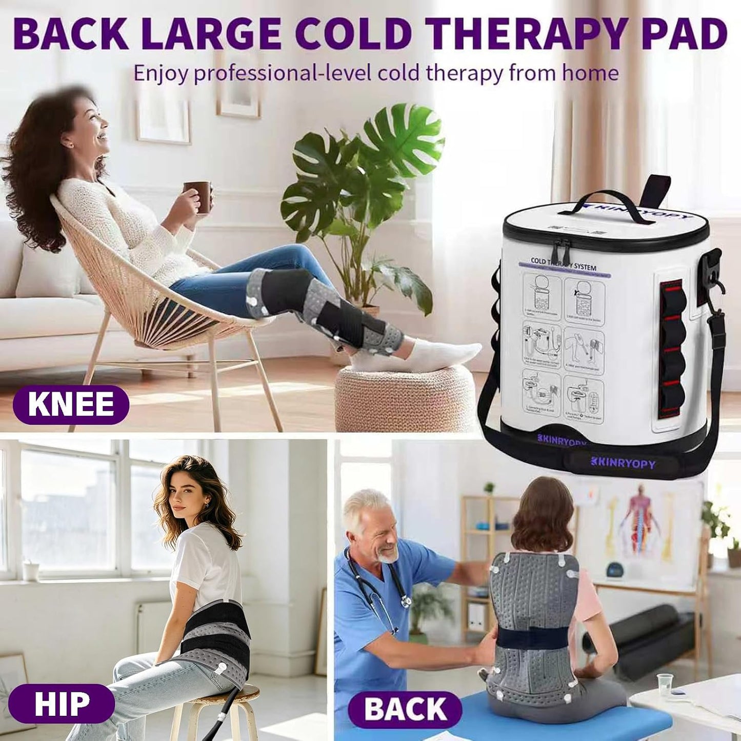 Cold Therapy Machine for Shoulder with Programmable Timer, Portable Ice Machine for Shoulder After Surgery, Lightweight Replacement Recovery System, Cryotherapy Pain Relief w/Compression Pad