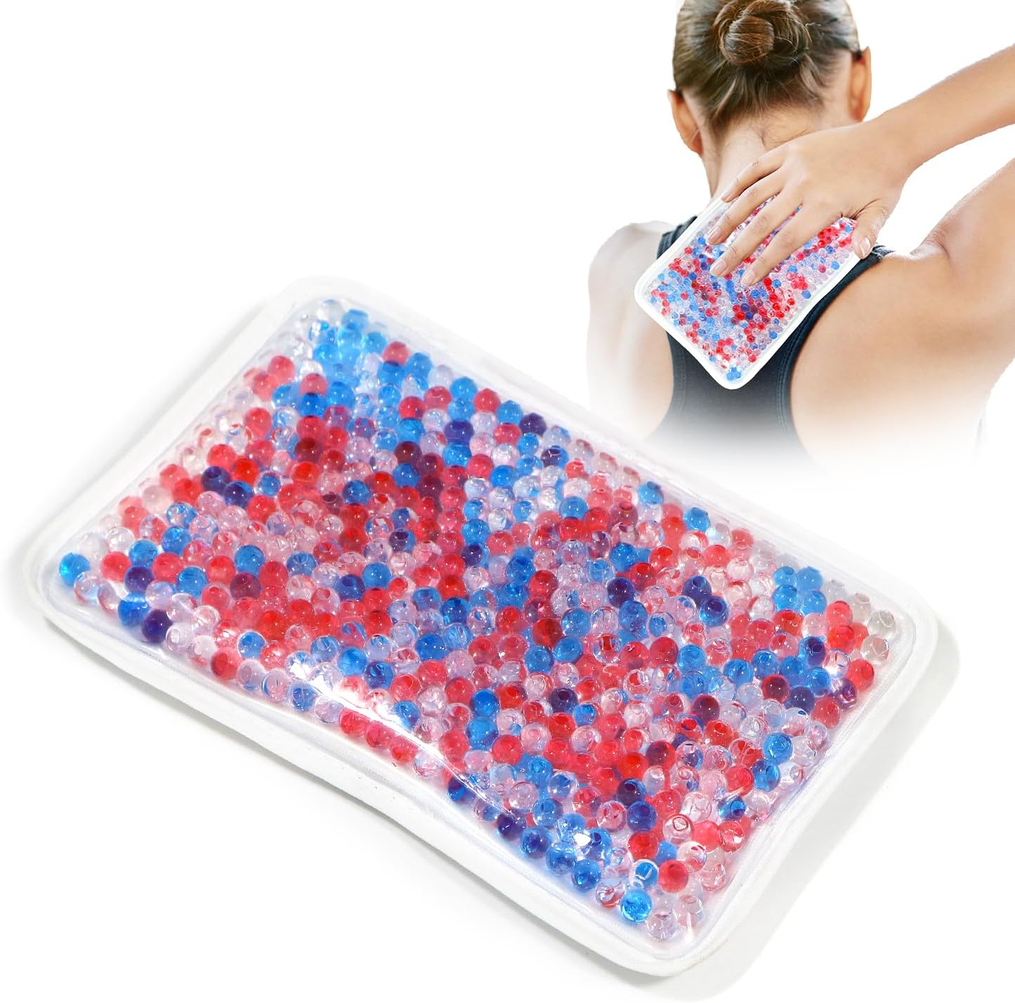 Gel Beads Ice Pack Ice Bag with Strap-1 Pack Reusable Hot & Cold Pack Compress for Knee, Shoulder, Foot, Back, Ankle, Neck, Hip, Elbow, Wisdom Tooth-7.76''x4.93''(Blue)