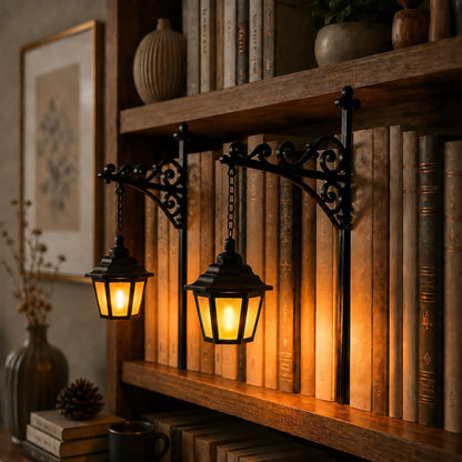 Library Lantern-Decorative Bookshelf Lighting, Mini Bookshelf Lamp Slides Between Books, Warm Amber LED Nook Light & Bookshelf Lantern for Book Nook, Shelf Decor Gift for Book Lovers(Reading Ghost)