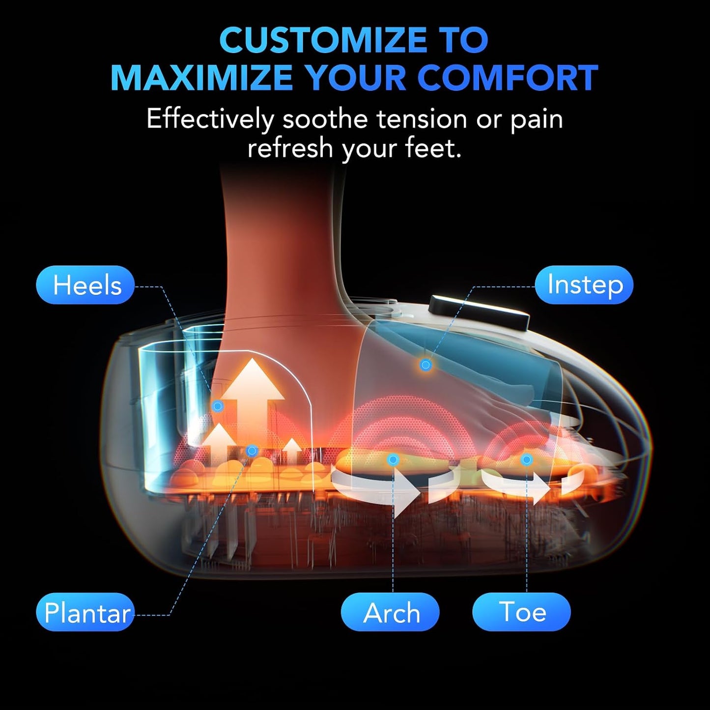 SKG YS100 Foot Massager with Heat and Remote, Upgrade Electric Feet Massager for Plantar Fasciitis Pain Relief, 3 Levels Compression Massage for Neuropathy Plantar Fasciitis, Fits Size 5-13,