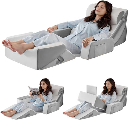Yojoker 4PCS Orthopedic Bed Wedge Pillow Set for Sleeping, Post Surgery Foam Pillow for Body, Back and Leg Pain Relief, Triangle Adjustable Support Pillow - Acid Reflux, Anti Snoring & GERD Sleeping