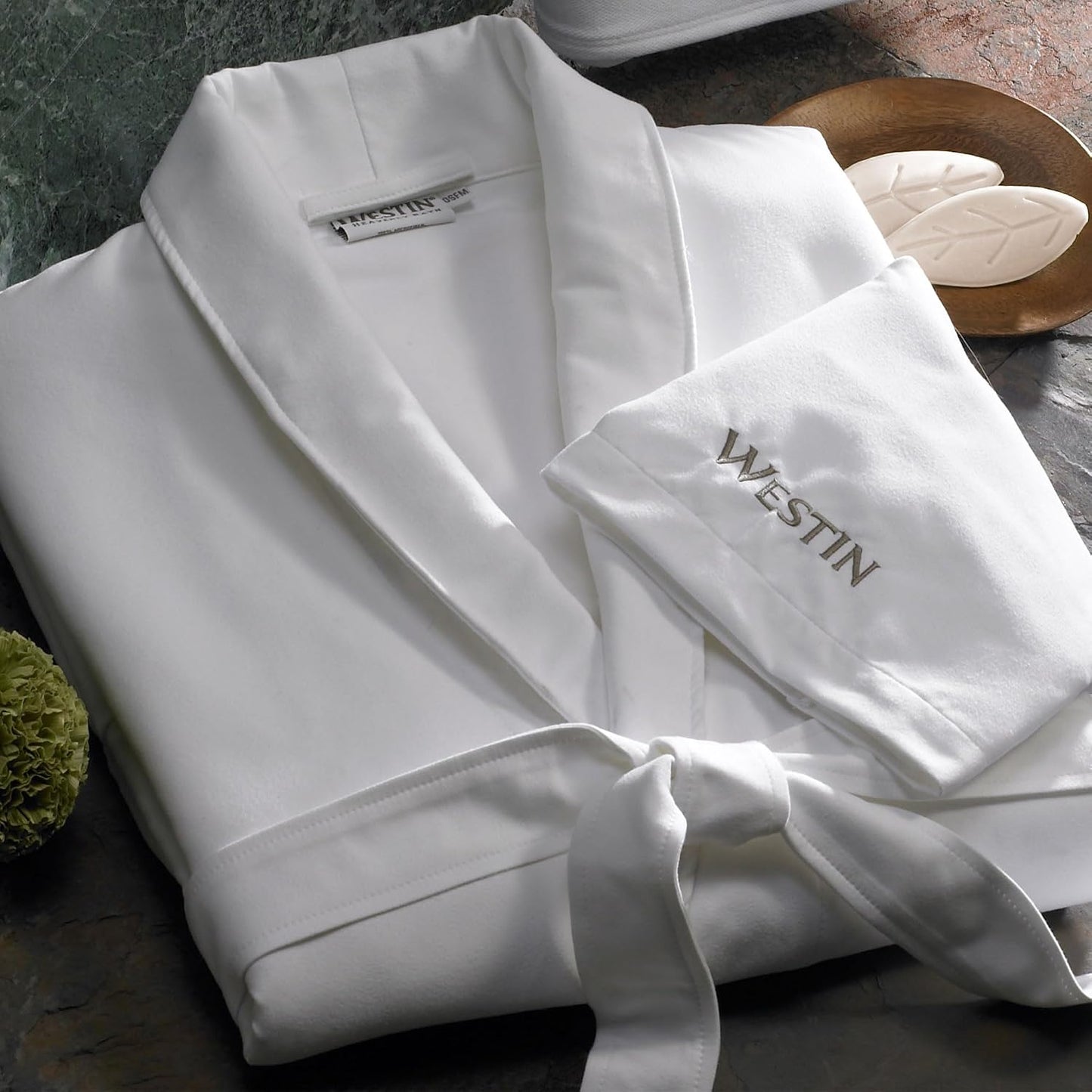 Westin Spa Robe - Soft, Absorbent Microfiber Robe - White Lightweight Hotel Bathrobe - One Size