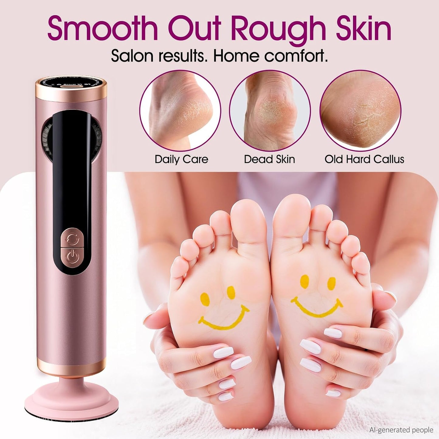 Electric Callus Remover for Feet, Rechargeable Pedicure Tools for Feet with 40PCS Sandpaper Discs, Adjustable Speed Heel Scraper for Cracked Heels, Foot Care Scrubber File for Dry Dead Skin