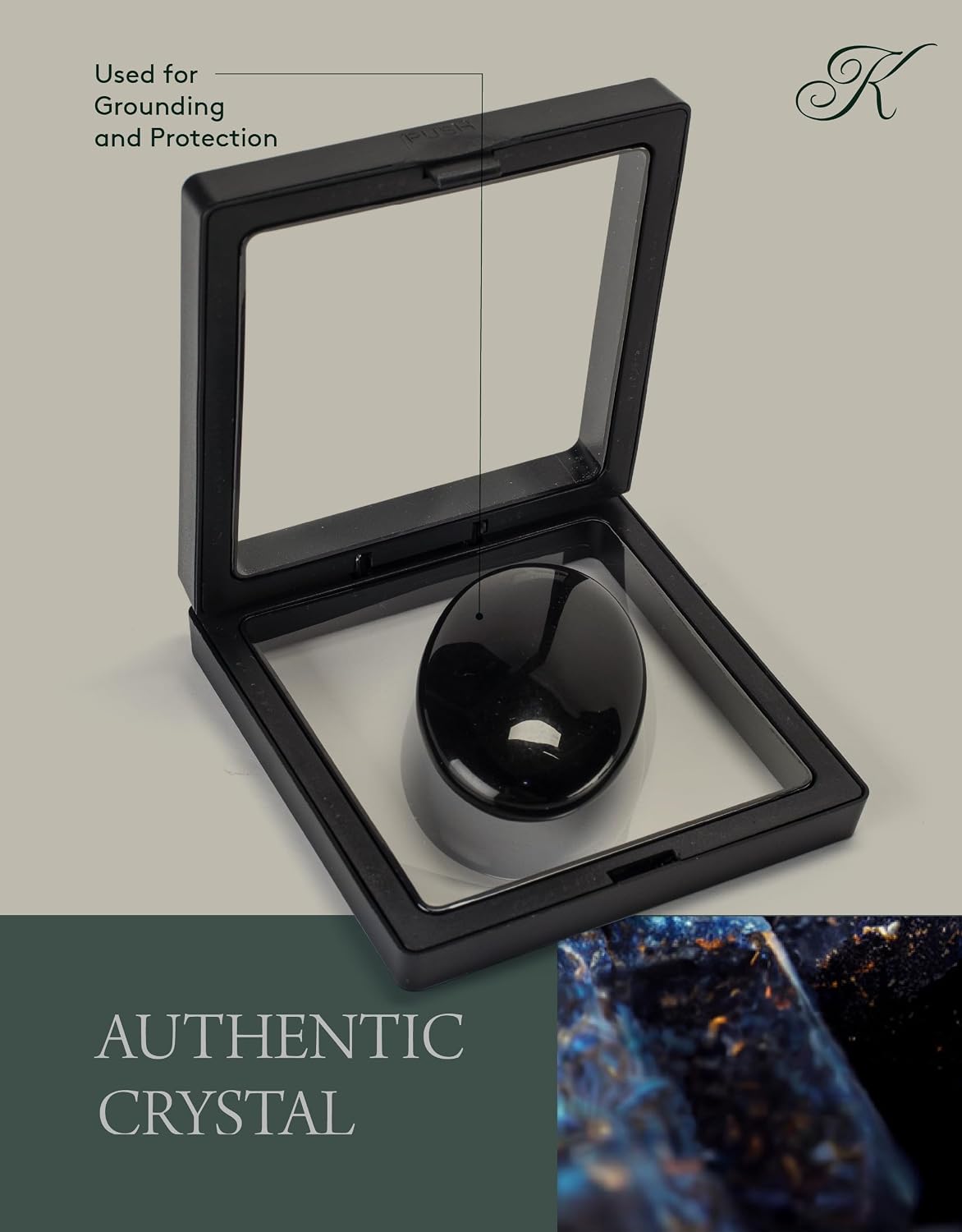 KALIFANO Palm Stone with Healing & Calming Effects - AAA+ Grade High Energy Worry Stone with Information Card - Reiki Crystal Used for Courage (Family Owned and Operated)