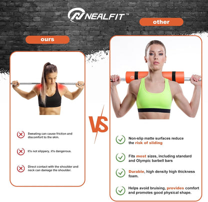 NEALFIT Barbell Pad Squat Pad for Squats—Squat Bar Pad—Great for Weightlifting,Lunges and Hip Thrusts—Foam Sponge Pad—Fit Standard and Olympic Bars Perfectly