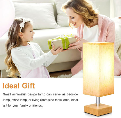 aooshine Small Table Lamp for Bedroom - Bedside Lamps for Nightstand, Minimalist Night Stand Light Lamp with Square Fabric Shade, Desk Reading Lamp for Kids Room Living Room Office Dorm