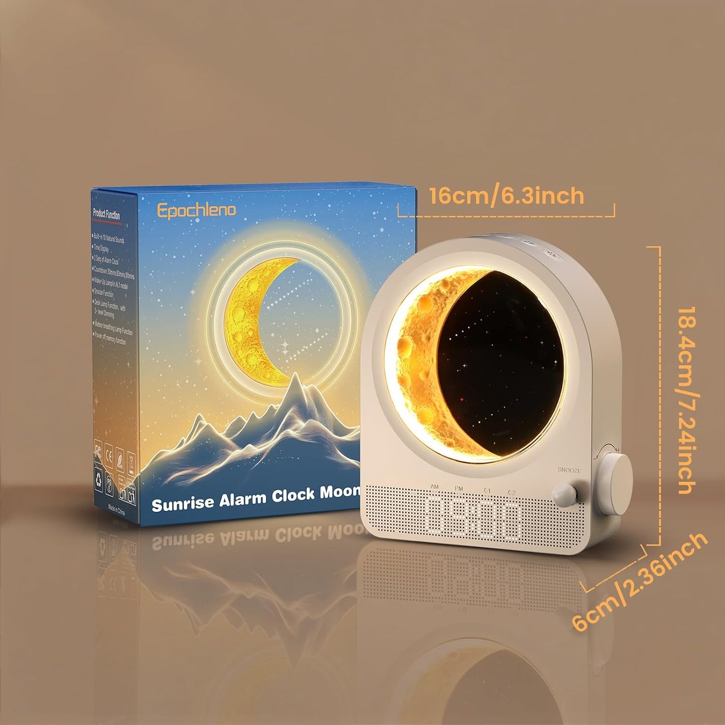 Sunrise Alarm Clock, White Noise Machine, Wood Grain