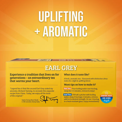 Twinings Earl Grey Black Bergamot Caffeinated Tea Bags, 100 CT Box (1 Pack)
