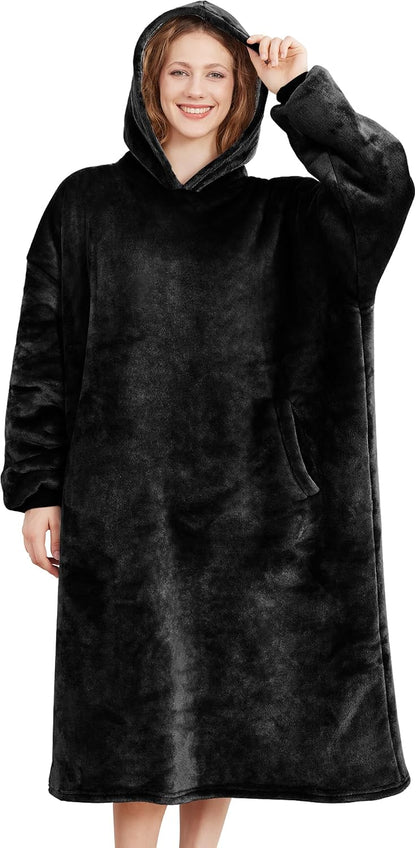 AmyHomie Wearable Blanket Hoodie for Adults & Teens,Oversized Sherpa Hooded Blanket,Warm Cozy Blanket Sweatshirt as Christmas Birthday Gifts for Women Men