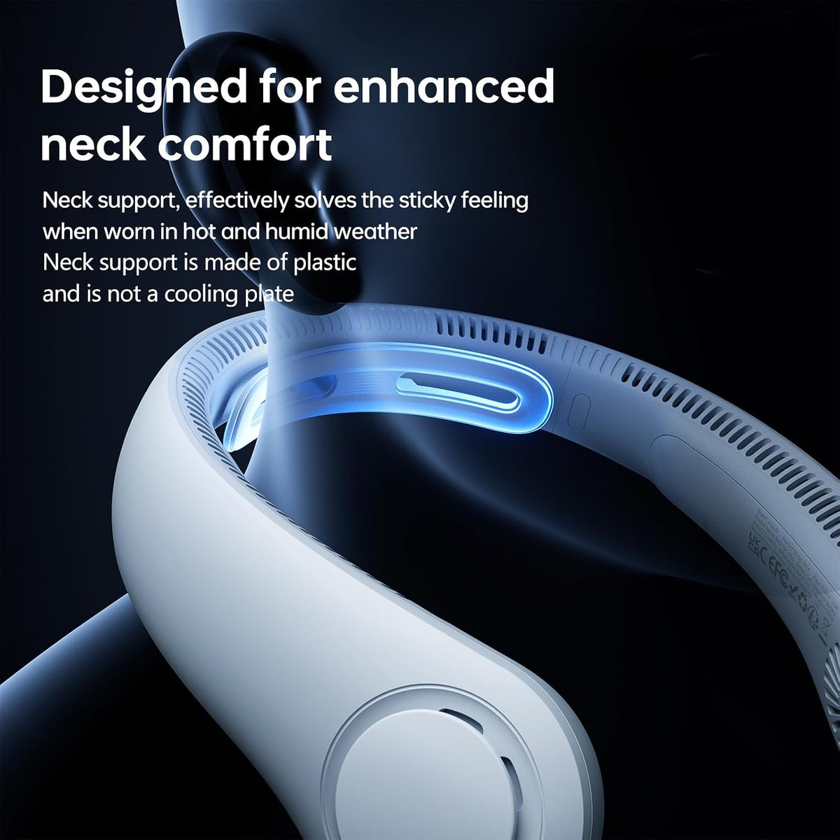 JISULIFE Portable Neck Fan Upgraded: Neckbrace Hands-Free, 5-Speed 5000 mAh