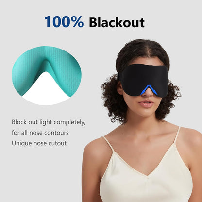 ALASKA BEAR Sleep Mask for Side Sleepers Patented Design, Cup-Shaped and Extra-Soft, 100 Blackout Eye Mask Shades Cover for Men and Women Home or Travel, Machine Washable, Black