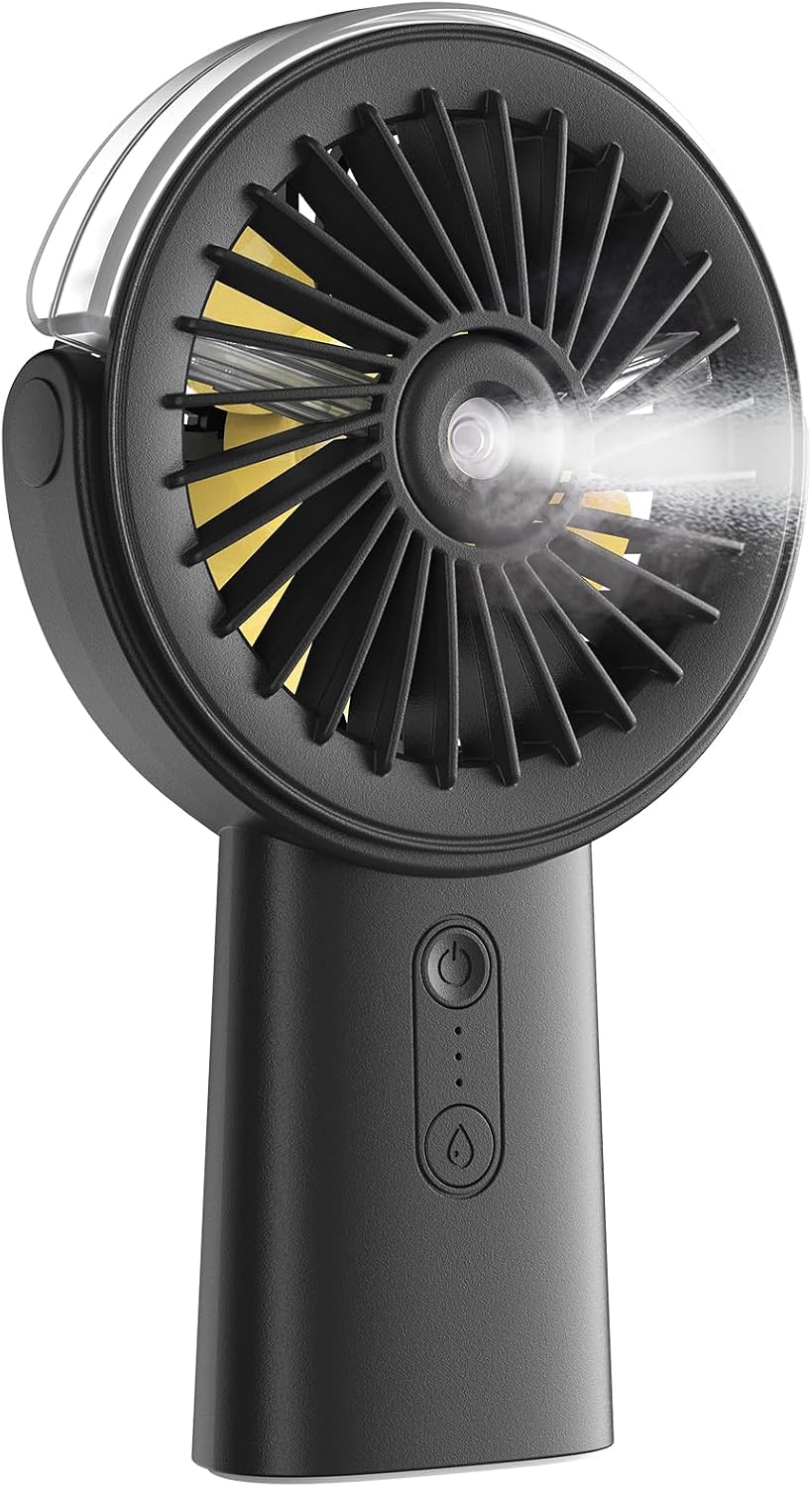 Otlonpe Handheld Misting Fan Portable, Small Personal Hand Held Rechargeable Mist Fan Water Spray, 4000mAh Battery Operated Hand Mister Fans 3-Speed, 4-15 Hrs Runtime for Travel Home Office Outdoor