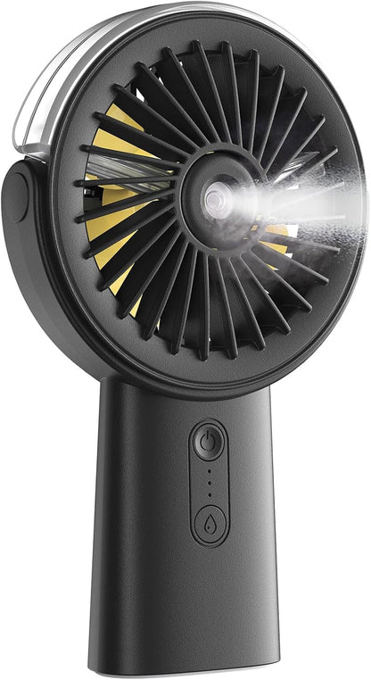 Otlonpe Handheld Misting Fan Portable, Small Personal Hand Held Rechargeable Mist Fan Water Spray, 4000mAh Battery Operated Hand Mister Fans 3-Speed, 4-15 Hrs Runtime for Travel Home Office Outdoor